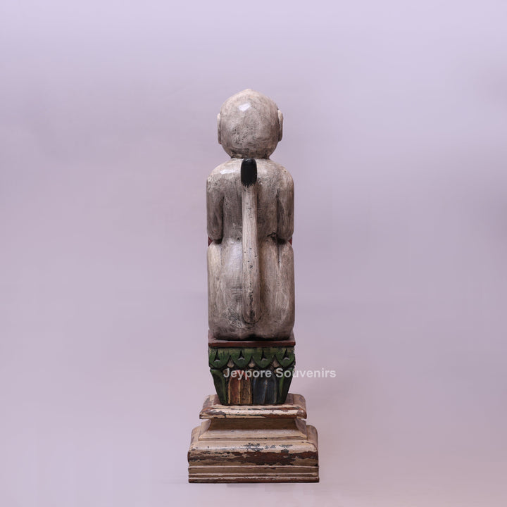30" Hand-Carved Decorative Wooden Monkey Statue