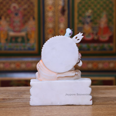 9" Pure White Marble Shiv Parivar Murti