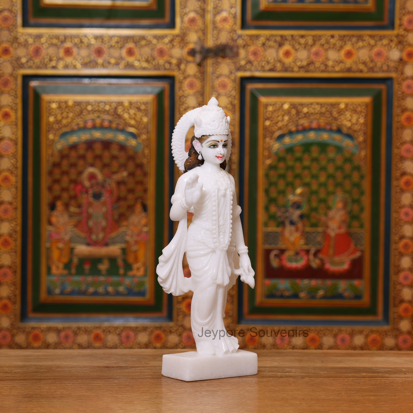 15" Pure White Marble Radha Krishna Pair Idols