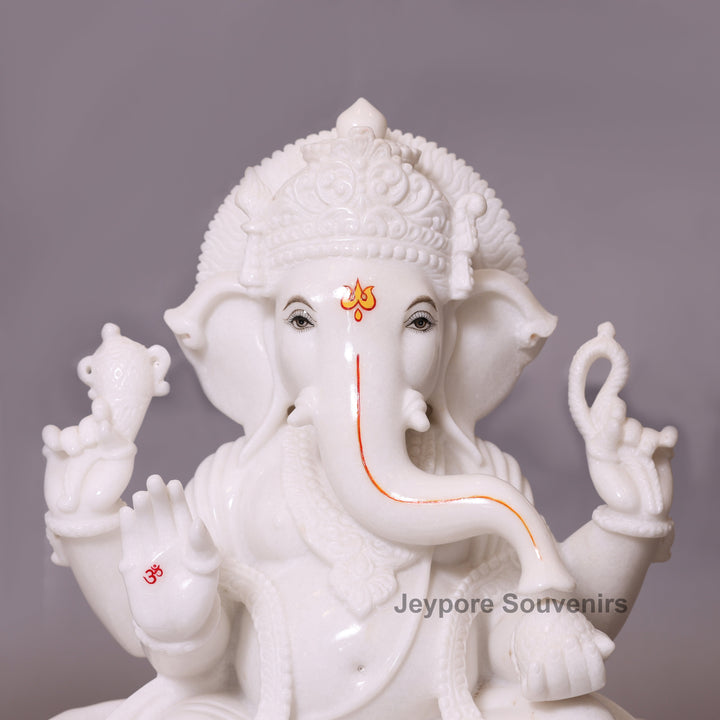 24" Divine Trinity Set: Pure White Marble Lakshmi, Ganesha, &amp;amp; Saraswati Idols&amp;nbsp;