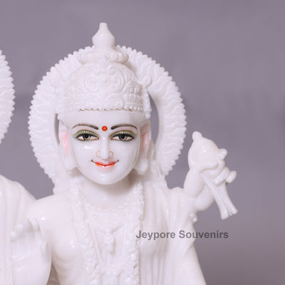 24" Divine White Marble Lakshmi Narayan Idol Set