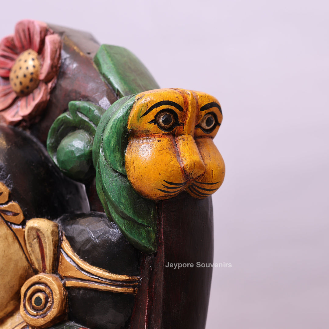 36" Hand-Carved Wooden Traditional Indian Woman Statue