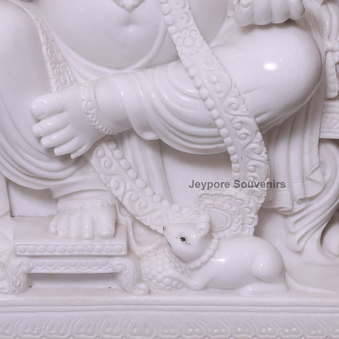 Enchanting 30" White Marble Lord Ganesha Statue