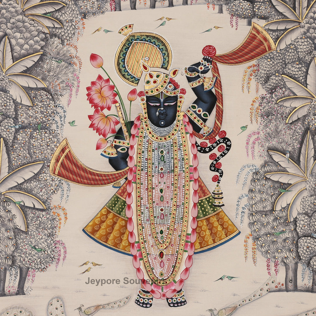 Shrinath Ji Pichwai Painting on Silk | Traditional Nathdwara Art