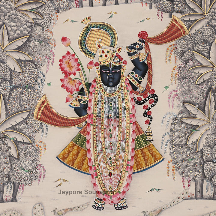 Shrinath Ji Pichwai Painting on Silk | Traditional Nathdwara Art