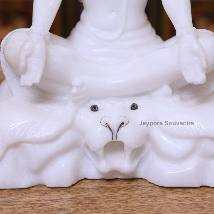 10" Pure White Marble Lord Shiva Statue