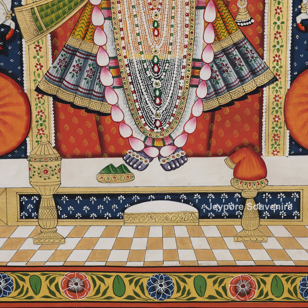 Handcrafted Pichwai Style Shrinathji Painting with Sacred Cows