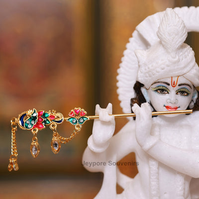 9" Exquisite Pure White Marble Radha Krishna Statue