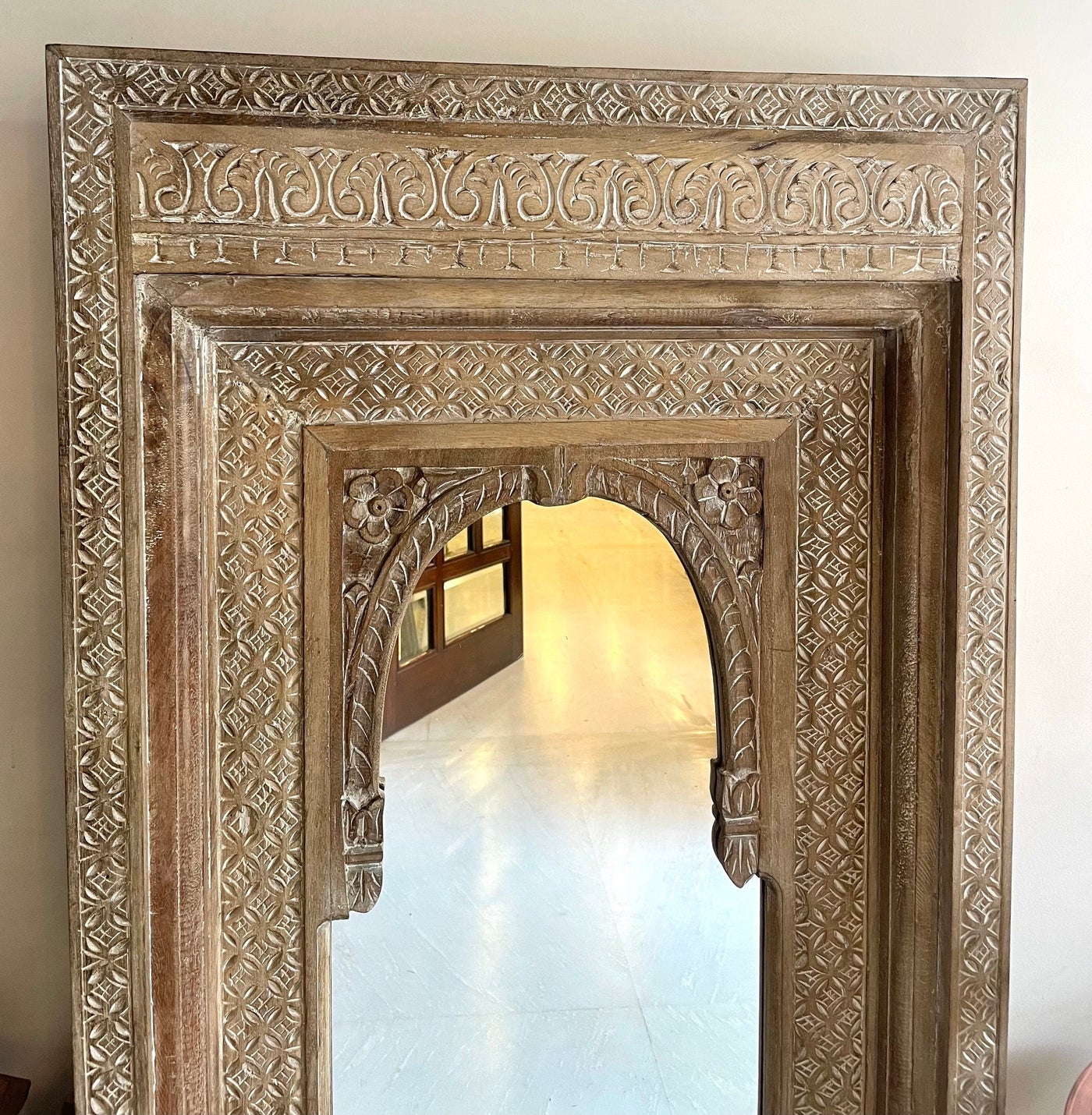 Handcarved Wooden Jharokha Wall Mirror/Frame