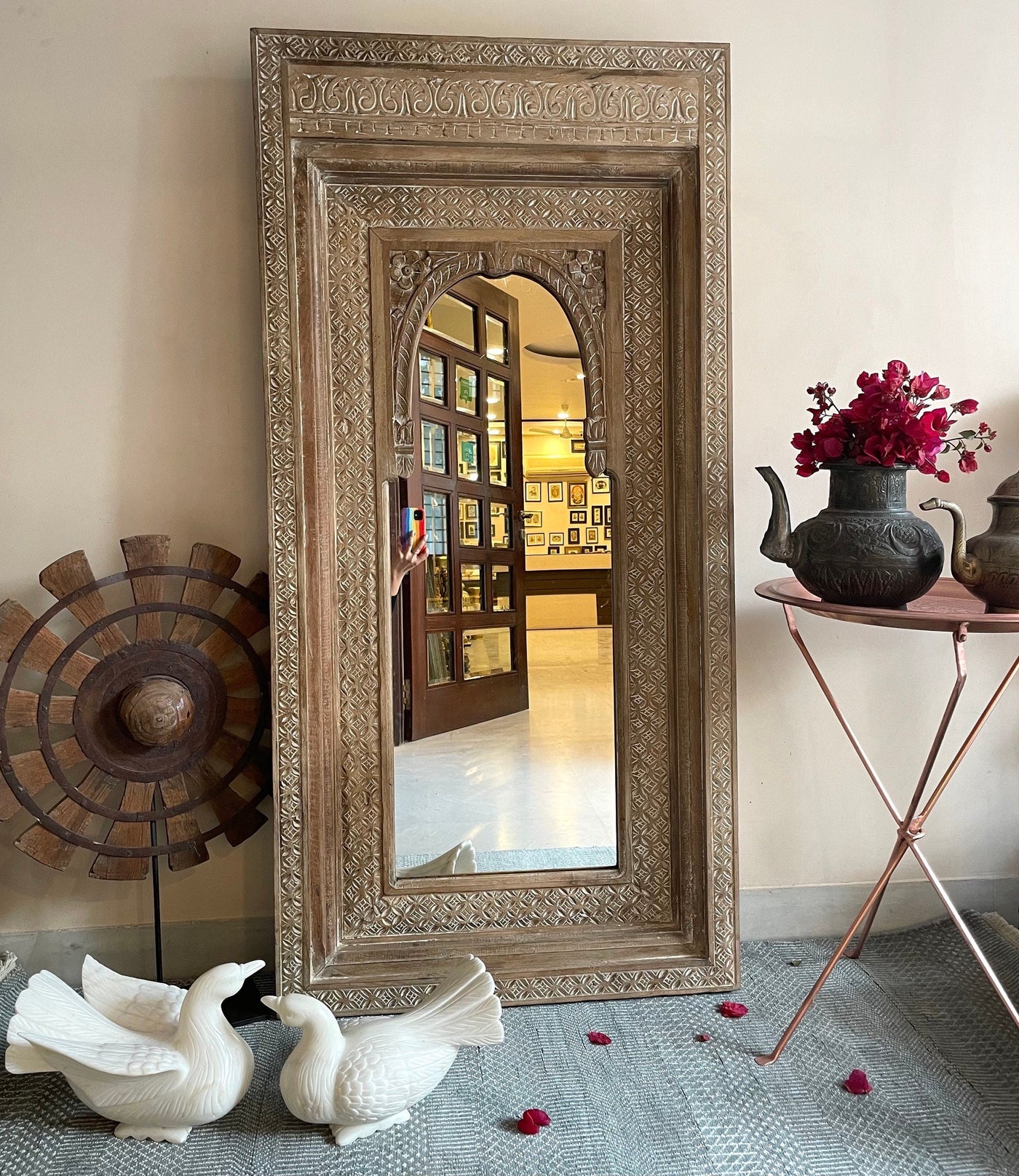Handcarved Wooden Jharokha Wall Mirror/Frame