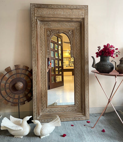 Handcarved Wooden Jharokha Wall Mirror/Frame