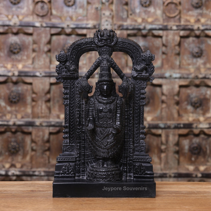 15" Black Marble Tirupati Balaji Idol | Lord Venkateswara Statue