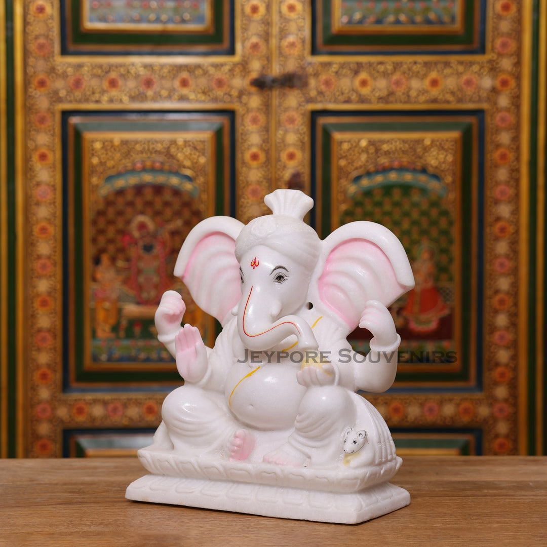 13" Handmade Ganesha Murti for Home Temple, Pooja &amp; Décor