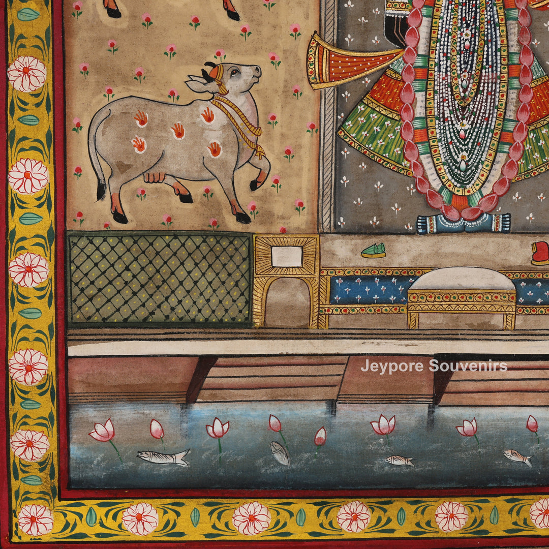 Traditional Pichwai Shrinathji Painting on Cotton Cloth