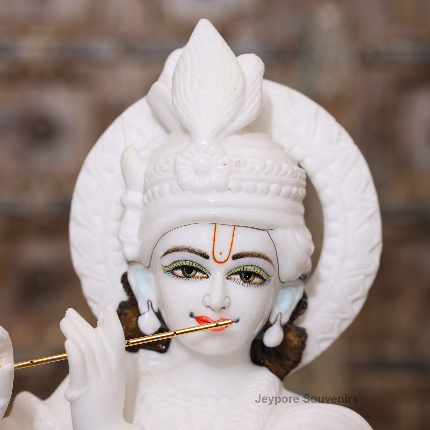 24" Pure White Marble Radha Krishna Sculpture Pair