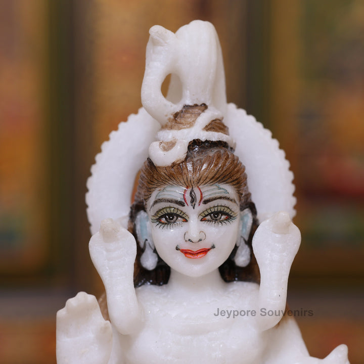 7" Pure White Marble Lord Shiva Statue