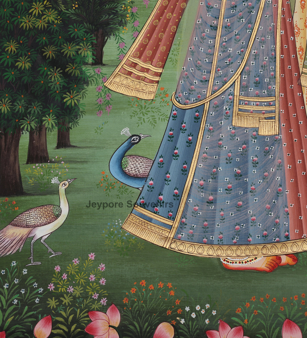 Handcrafted Pichwai Radha Krishna Painting on Pure Silk