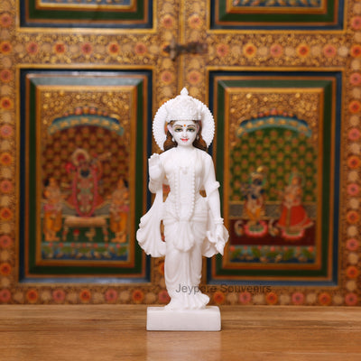 15" Pure White Marble Radha Krishna Pair Idols