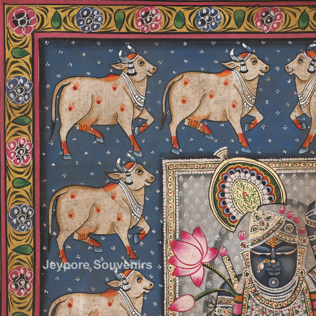 Handcrafted Pichwai Style Shrinathji Painting on Cotton Cloth