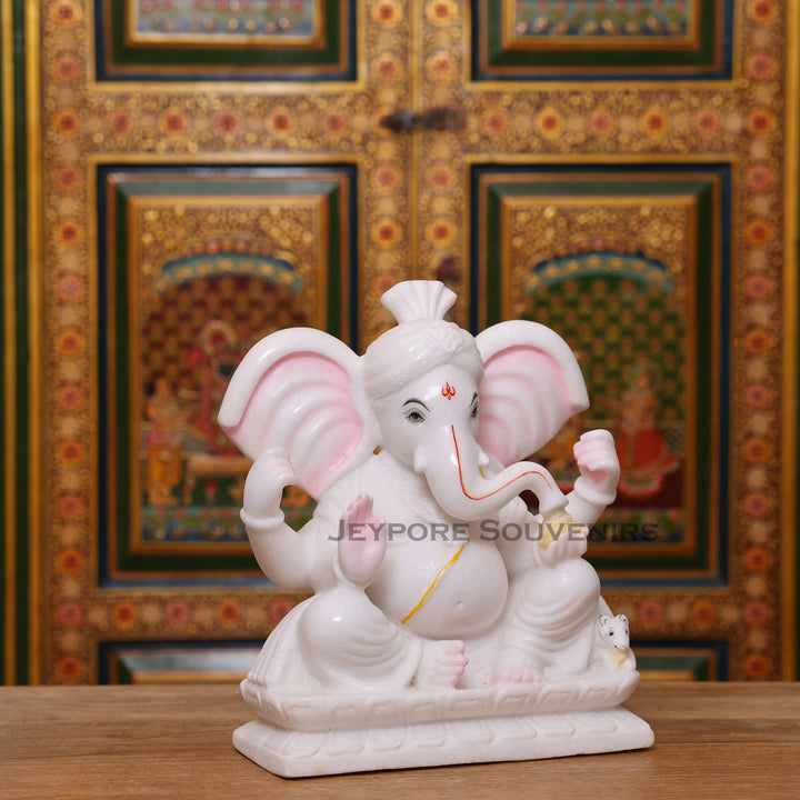 13" Handmade Ganesha Murti for Home Temple, Pooja &amp; Décor
