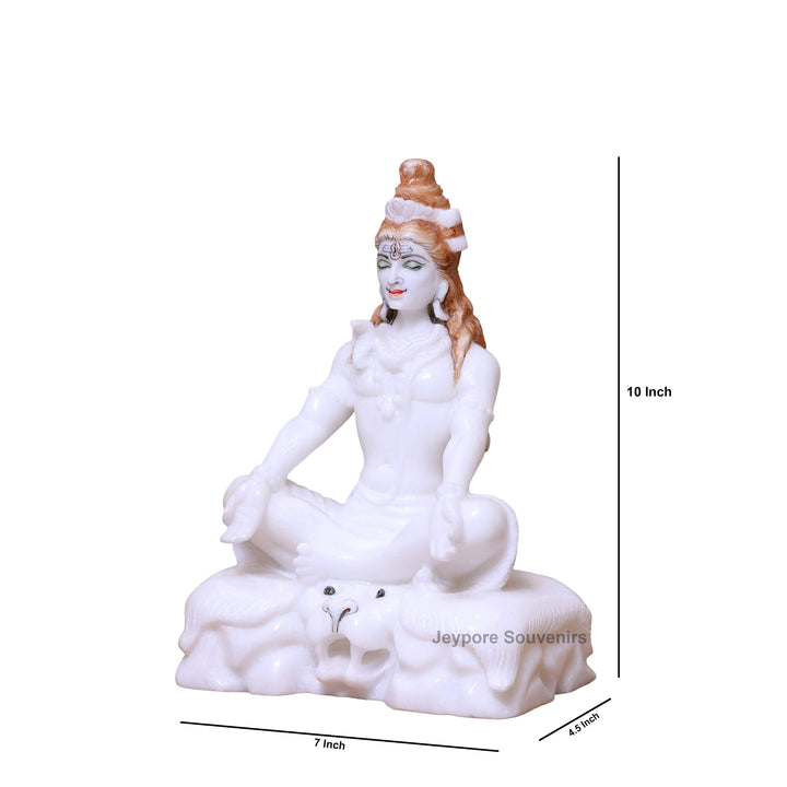 10" Pure White Marble Lord Shiva Statue