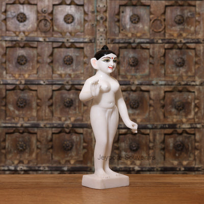 18" Exquisite Handcrafted Black and White Marble Radha Krishna Statues Pair