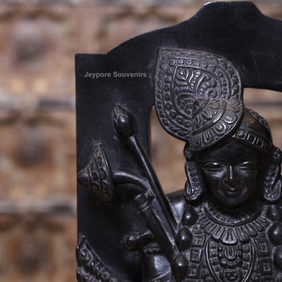 15" Hand-Carved Pure Black Marble Shreenathji Idol