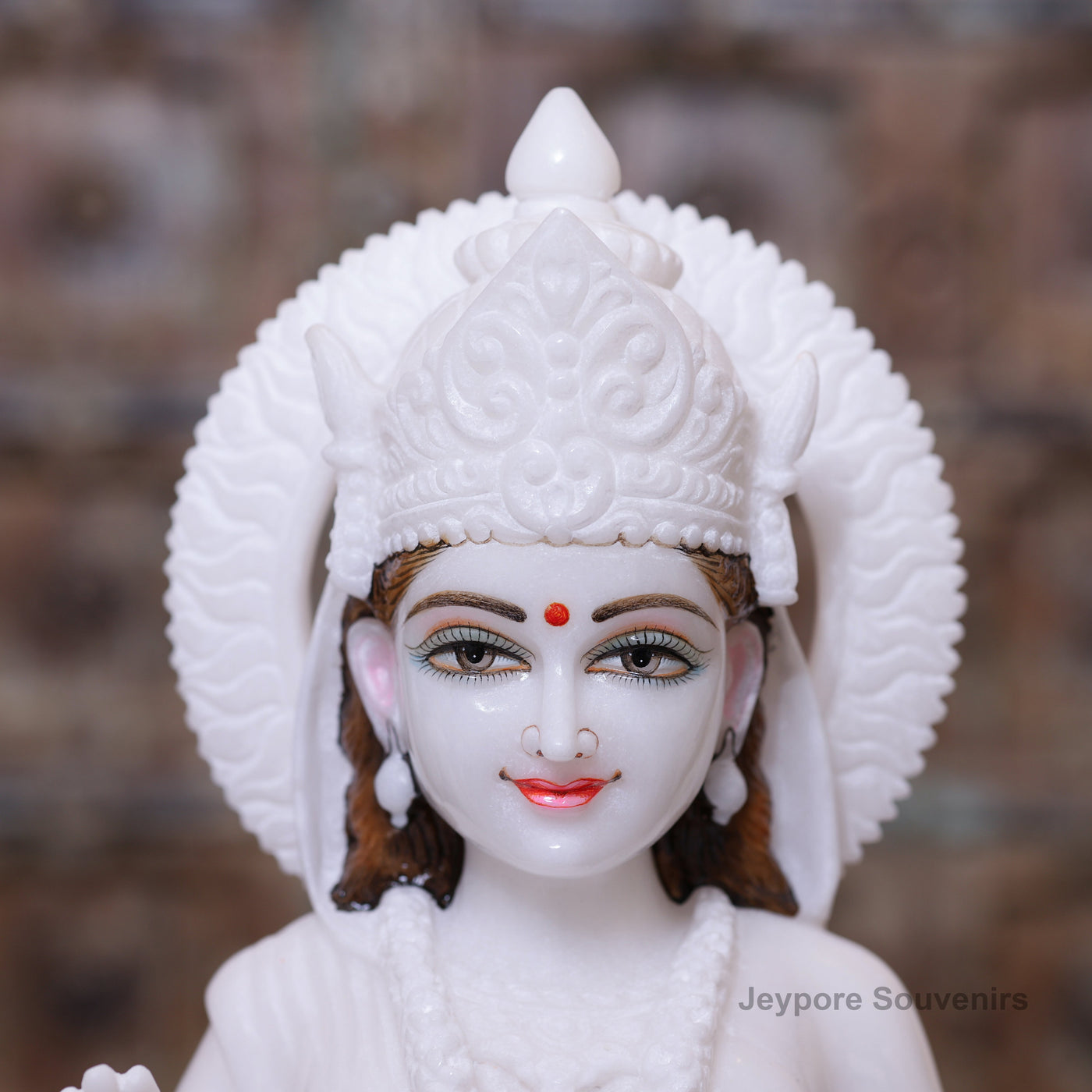 24" Handcrafted Radha Krishna Pure White Marble Statues Pair