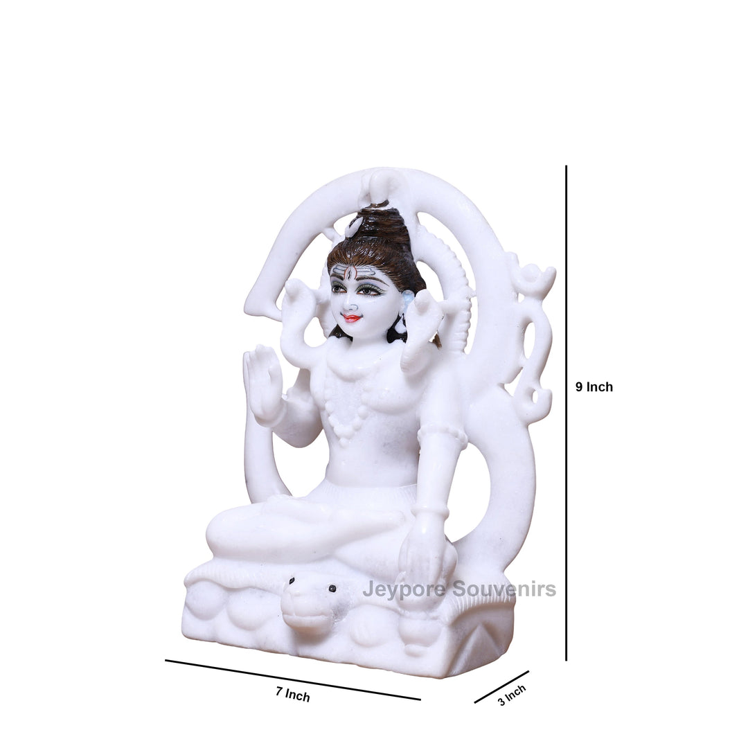 9" Pure White Marble Lord Shiva Murti