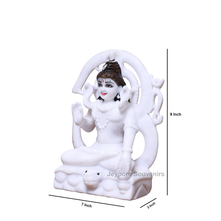 9" Pure White Marble Lord Shiva Murti