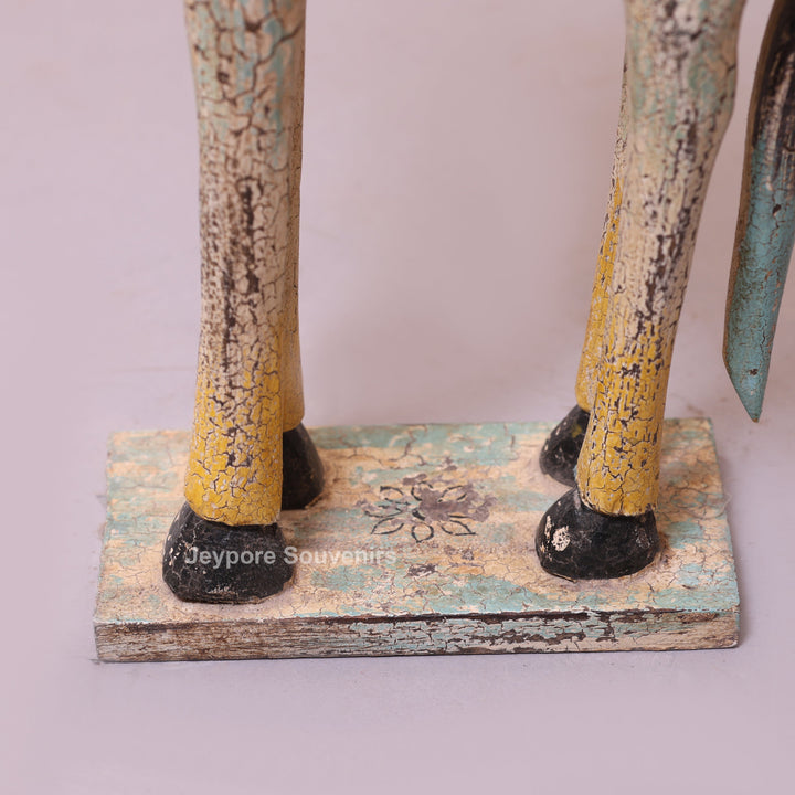 18" Hand-Carved Wooden Horse Statue