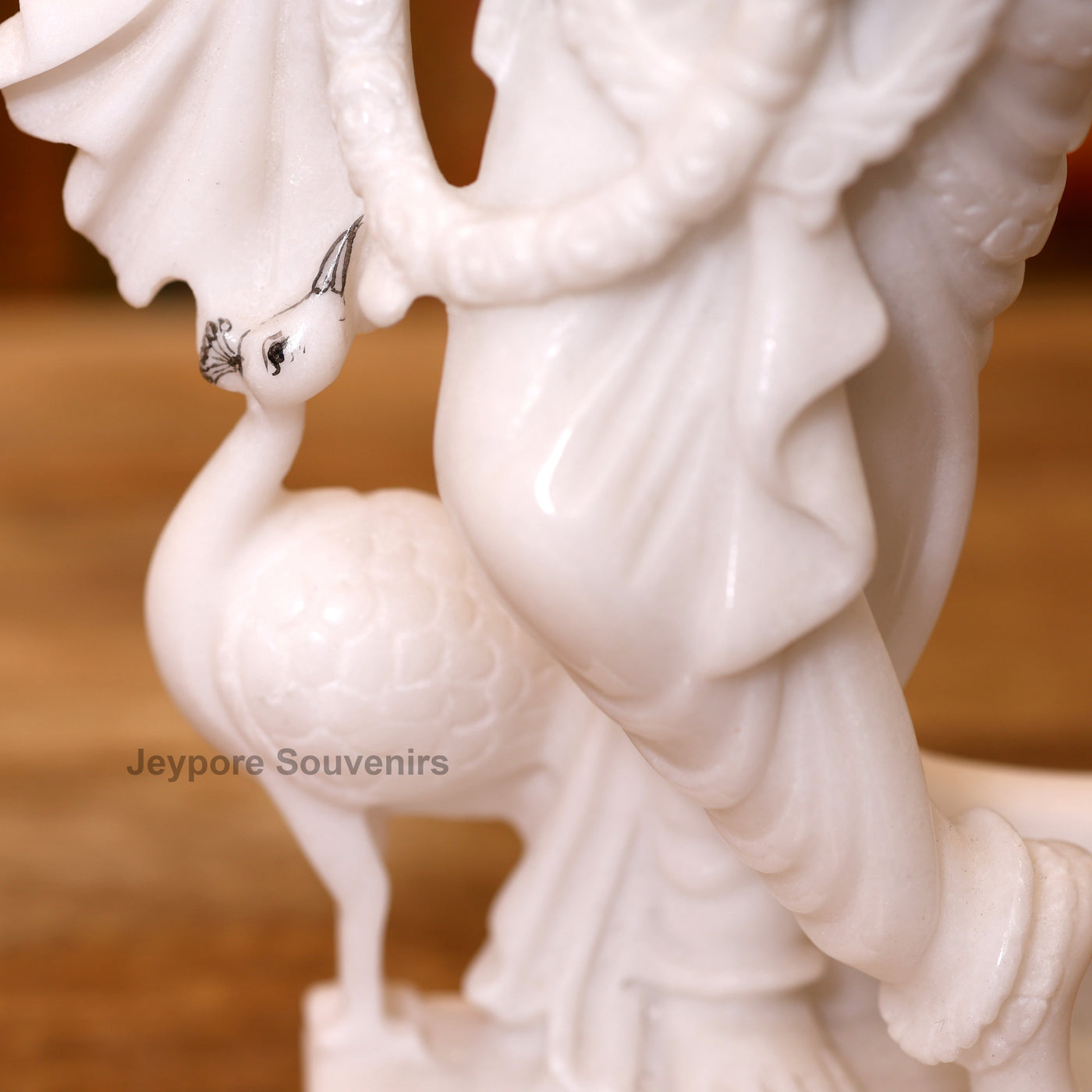 12" Stunning Pure White Marble Radha Krishna Statue Pair