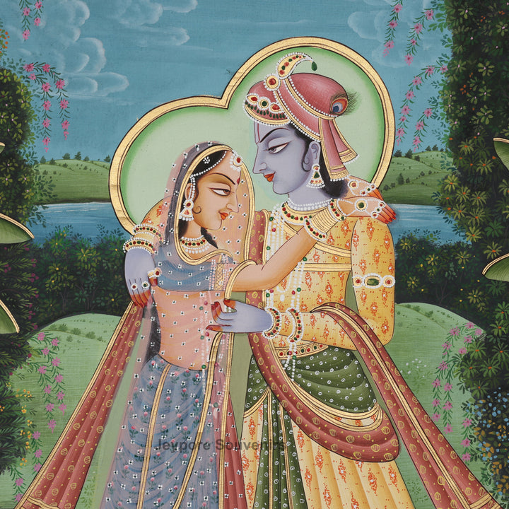 Handcrafted Pichwai Radha Krishna Painting on Pure Silk