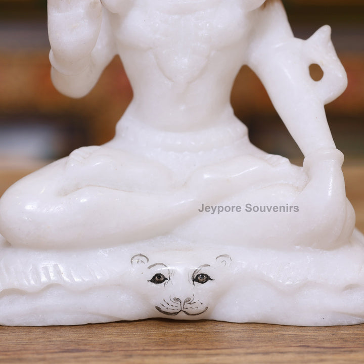 7" Pure White Marble Lord Shiva Statue