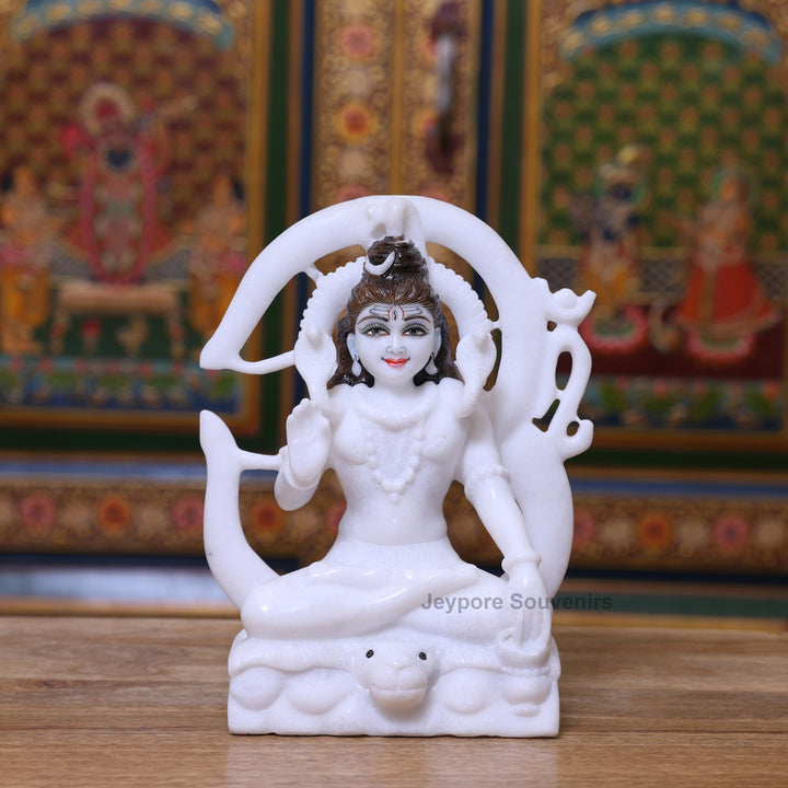 9" Pure White Marble Lord Shiva Murti