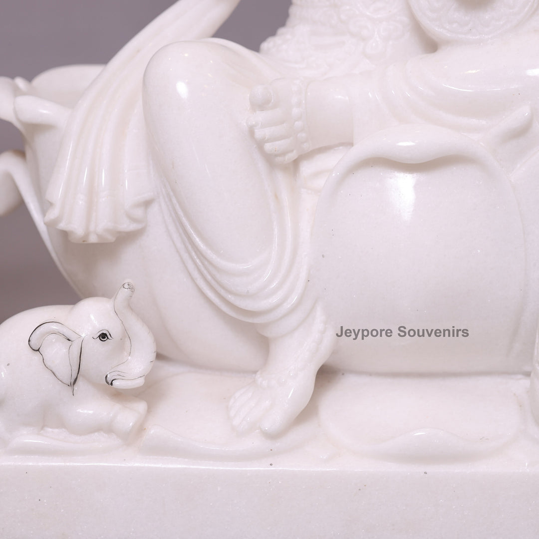 24" Divine Trinity Set: Pure White Marble Lakshmi, Ganesha, &amp;amp; Saraswati Idols&amp;nbsp;