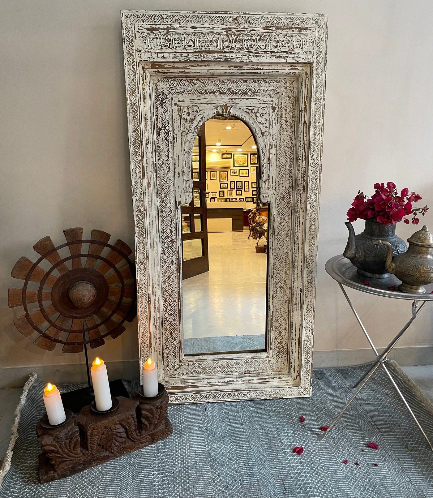 Handcarved Wooden Jharokha Wall Mirror/Frame