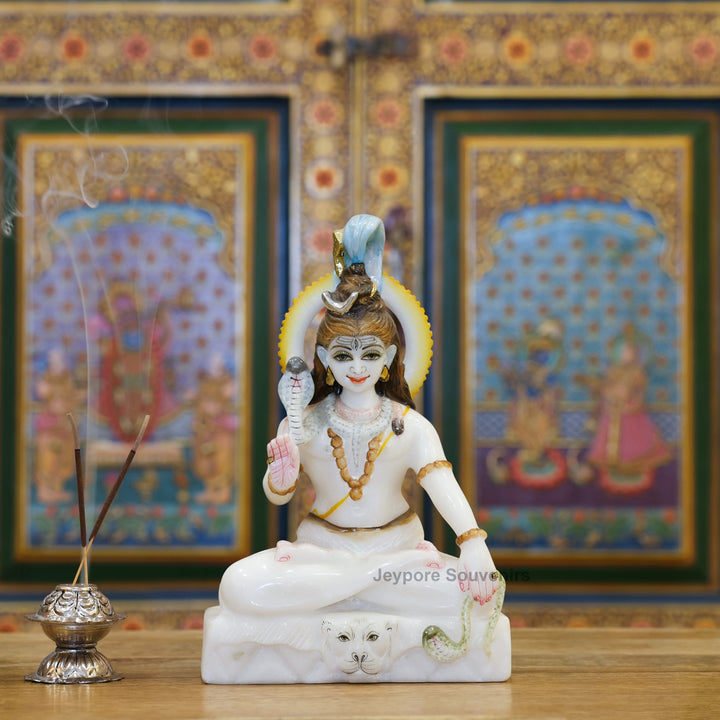 10" Pure White Marble Lord Shiva Murti