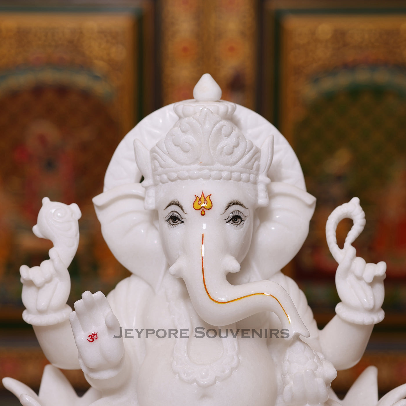 Pure white marble Lord Ganesha statue (murti) - 15 inches