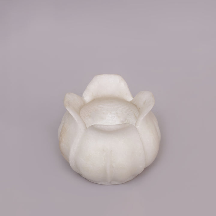 Handcrafted White Marble Lotus Candle Holder with Flared Petal Edges
