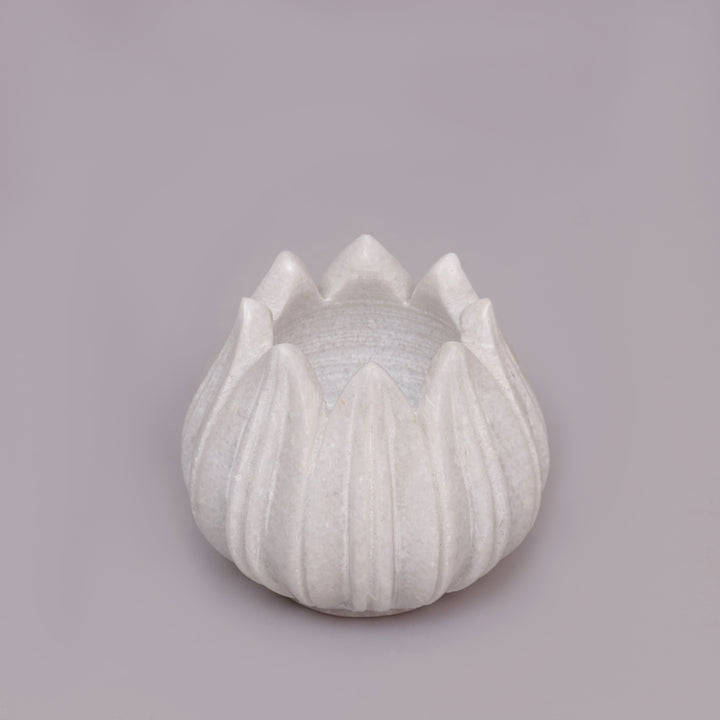 Handcrafted White Marble Lotus Tealight Holder
