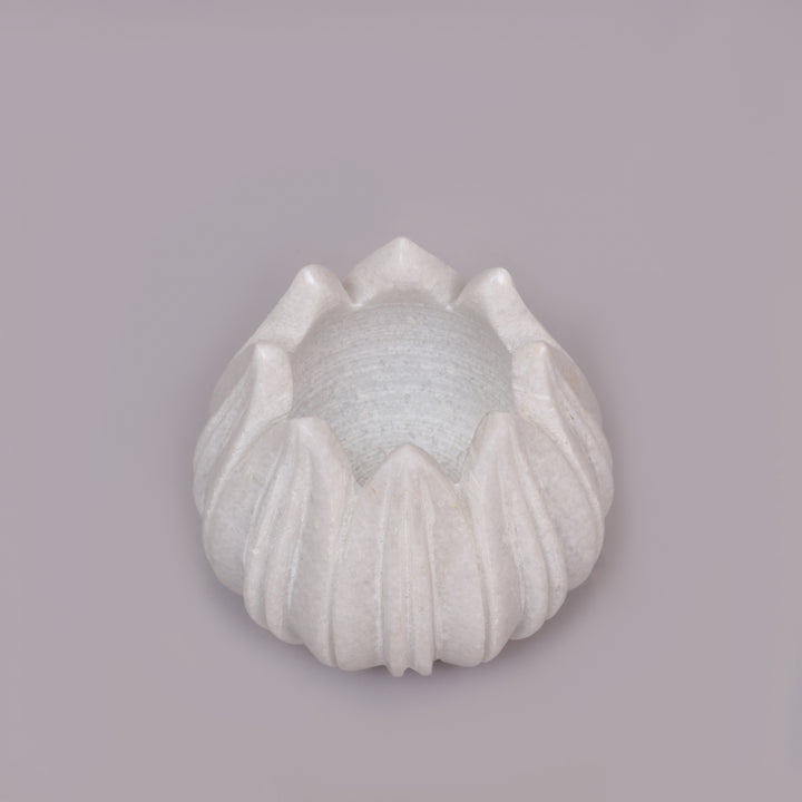 Handcrafted White Marble Lotus Tealight Holder