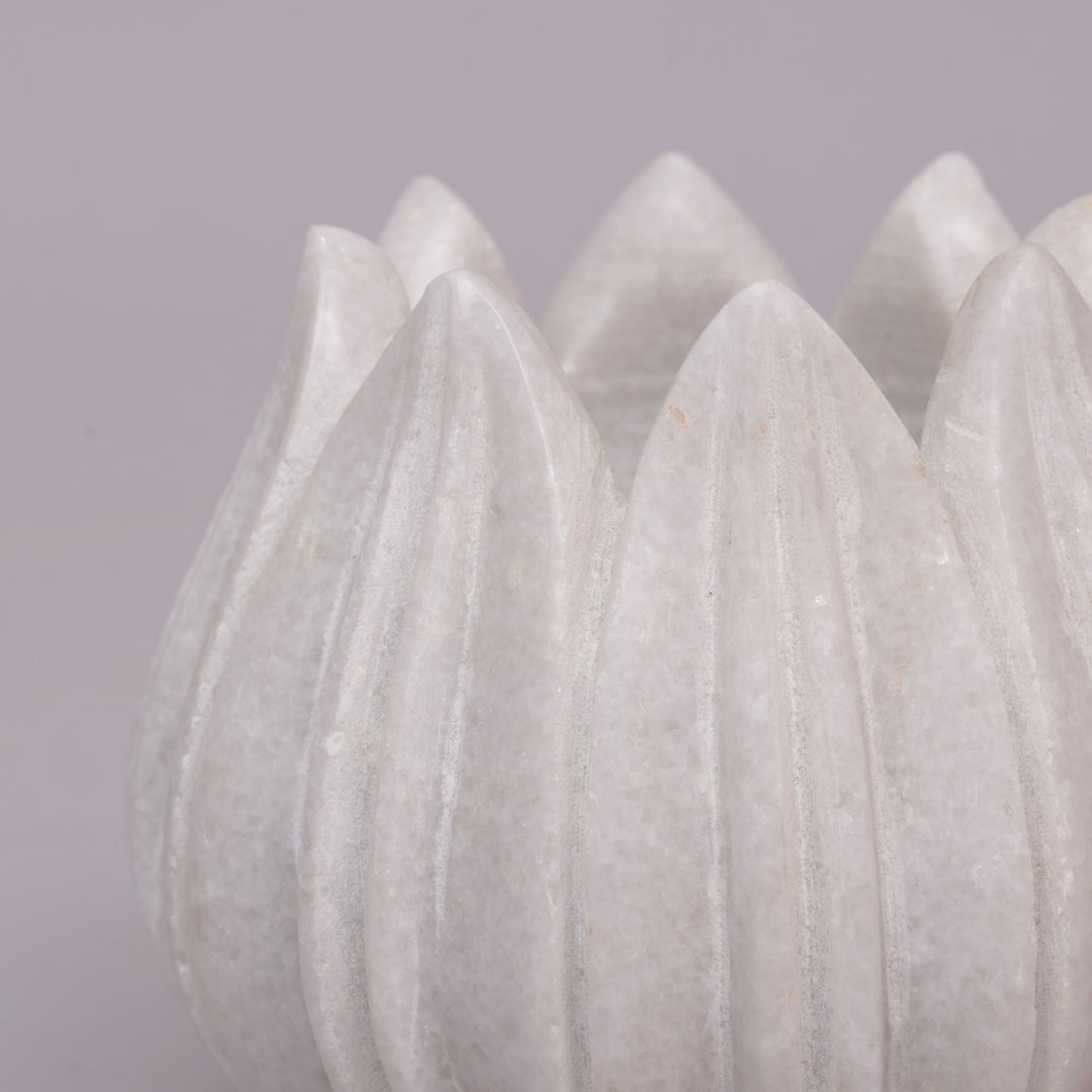 Handcrafted White Marble Lotus Tealight Holder