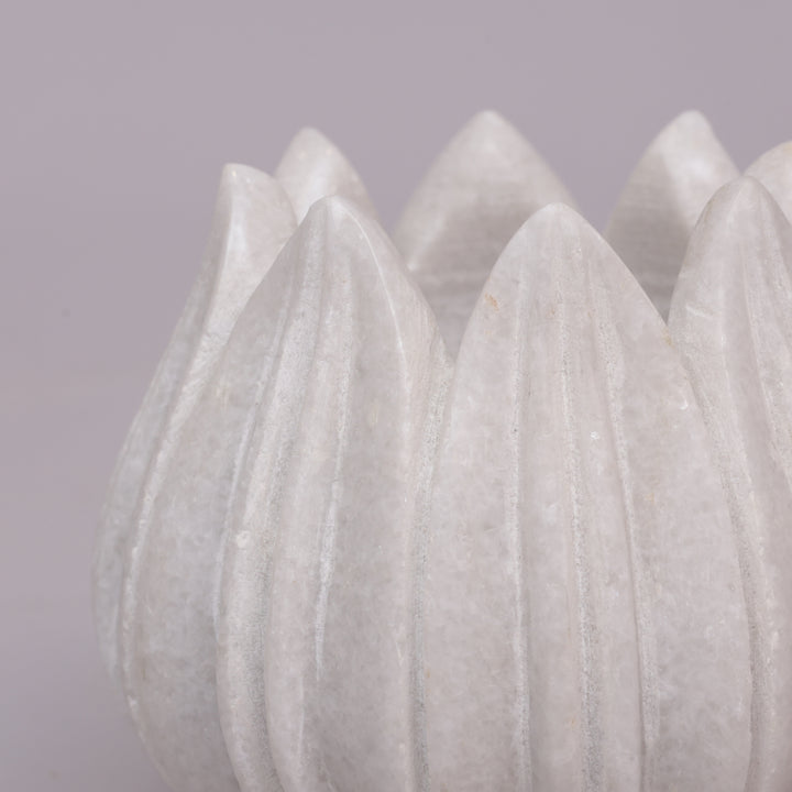 Handcrafted White Marble Lotus Tealight Holder