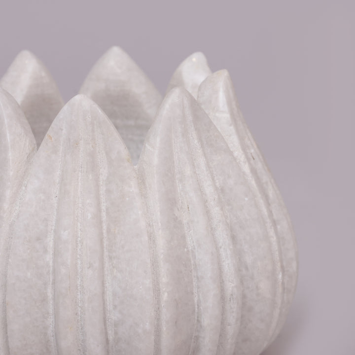 Handcrafted White Marble Lotus Tealight Holder