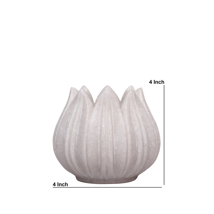 Handcrafted White Marble Lotus Tealight Holder
