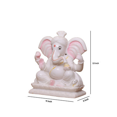 13" Handmade Ganesha Murti for Home Temple, Pooja & Décor