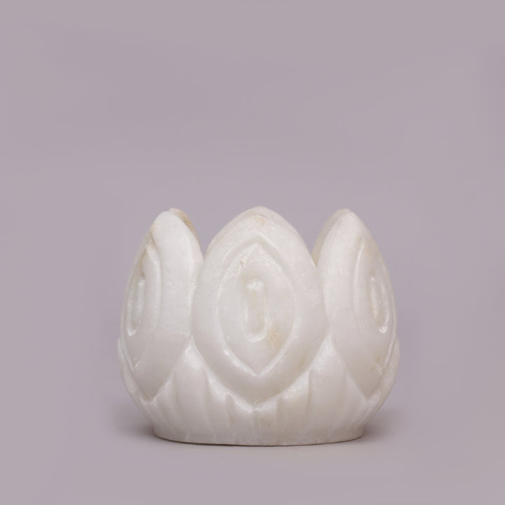White Marble Lotus Tealight Candle Holder