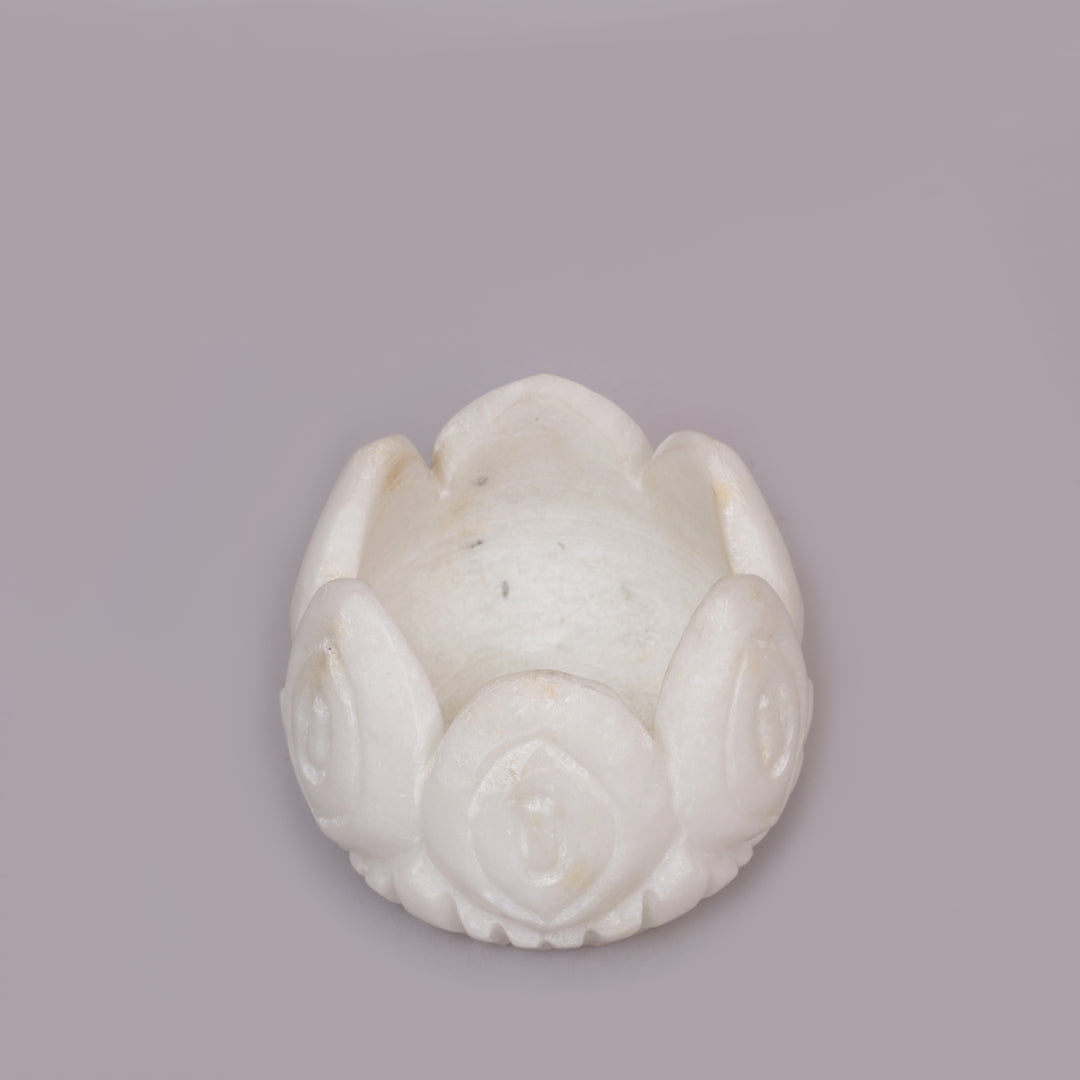 White Marble Lotus Tealight Candle Holder