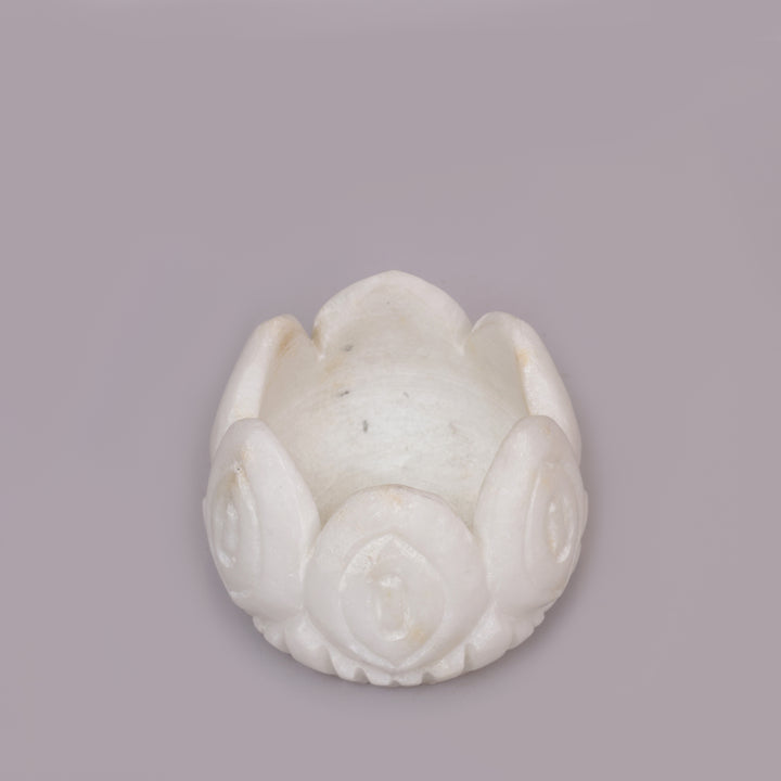 White Marble Lotus Tealight Candle Holder